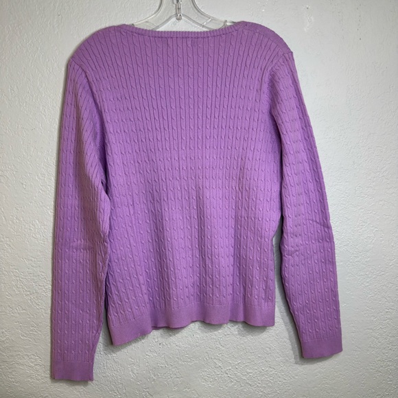 St. John’s Bay Purple Ribbed Zip-Up Knit Cardigan Sweater Stretch Size L - Picture 12 of 14